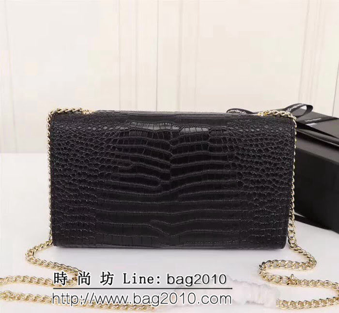 YSL聖羅蘭 經典金扣 鱷魚紋牛皮 時尚流蘇包 26700 YAS1125